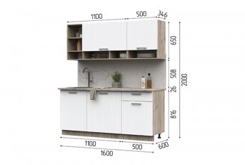 Кухонный гарнитур Рица 1600 мм (СтендМ) в Североуральске - severouralsk.mebel-e96.ru