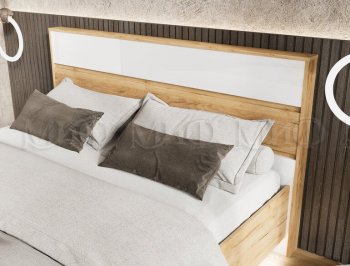 Кровать парящая Роджина с подсветкой, крафт/белый (Миф) в Североуральске - severouralsk.mebel-e96.ru