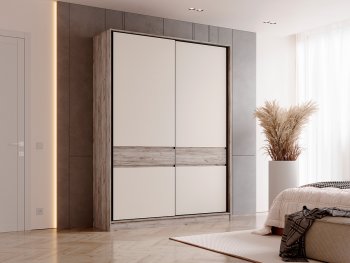 Шкаф-купе 1800 мм Роджина крафт серый/кашемир (Миф) в Североуральске - severouralsk.mebel-e96.ru