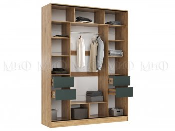 Шкаф-купе 1800 мм Роджина крафт/изумрудный (Миф) в Североуральске - severouralsk.mebel-e96.ru