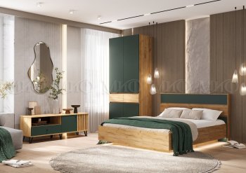 Спальный гарнитур Роджина крафт/изумрудный, модульный (Миф) в Североуральске - severouralsk.mebel-e96.ru