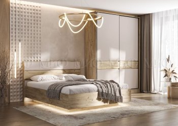 Спальный гарнитур Роджина крафт серый/кашемир, модульный (Миф) в Североуральске - severouralsk.mebel-e96.ru