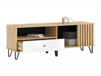 Тумба ТВ (1500) Роджина крафт/белый (Миф) в Североуральске - severouralsk.mebel-e96.ru