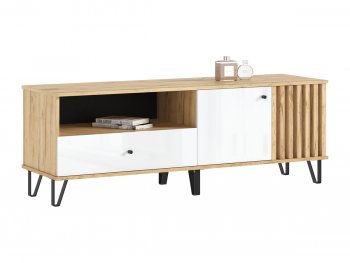 Тумба ТВ (1500) Роджина крафт/белый (Миф) в Североуральске - severouralsk.mebel-e96.ru