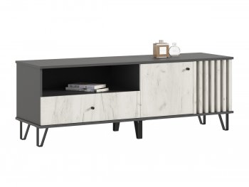 Тумба ТВ (1500) Роджина крафт белый/графит (Миф) в Североуральске - severouralsk.mebel-e96.ru