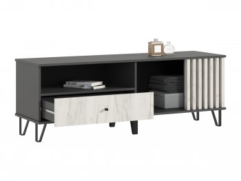 Тумба ТВ (1500) Роджина крафт белый/графит (Миф) в Североуральске - severouralsk.mebel-e96.ru