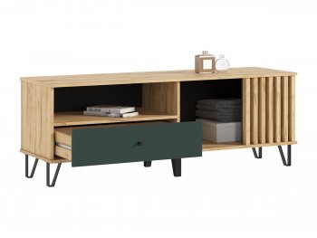 Тумба ТВ (1500) Роджина крафт/изумрудный (Миф) в Североуральске - severouralsk.mebel-e96.ru