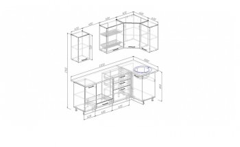 Угловой кухонный гарнитур Жемчуг 2200*1000 мм в Североуральске - severouralsk.mebel-e96.ru