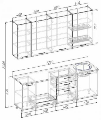 Кухонный гарнитур Антик 2200 мм МДФ (Санвут) в Североуральске - severouralsk.mebel-e96.ru