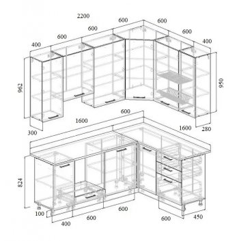 Угловой кухонный гарнитур Роза 2200*1600 мм Sanvut в Североуральске - severouralsk.mebel-e96.ru