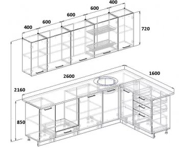 Кухонный гарнитур угловой Ниагара МДФ/ЛДСП 2600*1600 мм (Санвут) в Североуральске - severouralsk.mebel-e96.ru