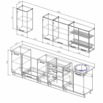 Кухонный гарнитур Латте 2800 мм в Североуральске - severouralsk.mebel-e96.ru