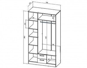 Шкаф 3-х створчатый Коста-Рика 1200 мм (Лин) в Североуральске - severouralsk.mebel-e96.ru