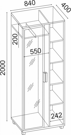 Шкаф 800 с зеркалом West (Риннер) в Североуральске - severouralsk.mebel-e96.ru