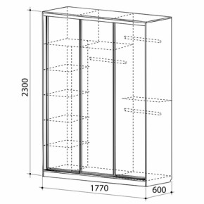 Шкаф-купе Бассо 1-600 (полки слева) в Североуральске - severouralsk.mebel-e96.ru