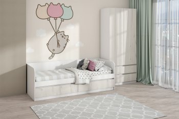 Кровать Соната 900 белый/крафт белый (Зарон) в Североуральске - severouralsk.mebel-e96.ru