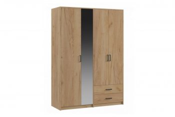 Шкаф 1500 мм  4-х ств. с зеркалом 2 ящ. SVETLANA LOFT, дуб золотой (Генезис) в Североуральске - severouralsk.mebel-e96.ru