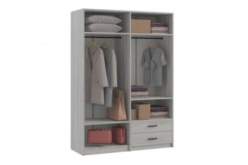 Шкаф 1500 мм  4-х ств. с зеркалом 2 ящ. SVETLANA LOFT, сосна белая (Генезис) в Североуральске - severouralsk.mebel-e96.ru