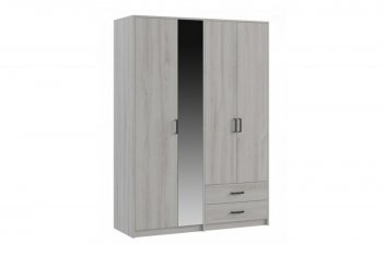 Шкаф 1500 мм  4-х ств. с зеркалом 2 ящ. SVETLANA LOFT, сосна белая (Генезис) в Североуральске - severouralsk.mebel-e96.ru