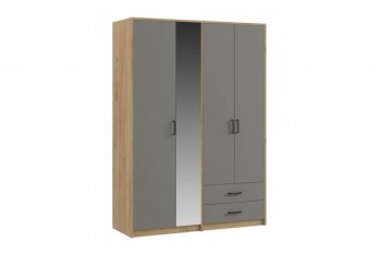 Шкаф 1500 мм  4-х ств. с зеркалом 2 ящ. SVETLANA LOFT, Дуб золотой/Серый (Генезис) в Североуральске - severouralsk.mebel-e96.ru