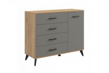 Комод-Тумба (1дв,4ящ) SVETLANA LOFT, дуб золотой/серый (Генезис) в Североуральске - severouralsk.mebel-e96.ru