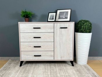 Комод-Тумба (1дв,4ящ) SVETLANA LOFT, сосна белая (Генезис) в Североуральске - severouralsk.mebel-e96.ru