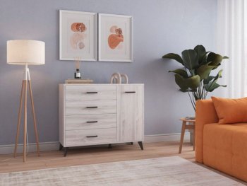 Комод-Тумба (1дв,4ящ) SVETLANA LOFT, сосна белая (Генезис) в Североуральске - severouralsk.mebel-e96.ru