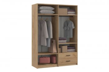 Шкаф 1500 мм  4-х ств. с зеркалом 2 ящ. SVETLANA LOFT, дуб золотой (Генезис) в Североуральске - severouralsk.mebel-e96.ru